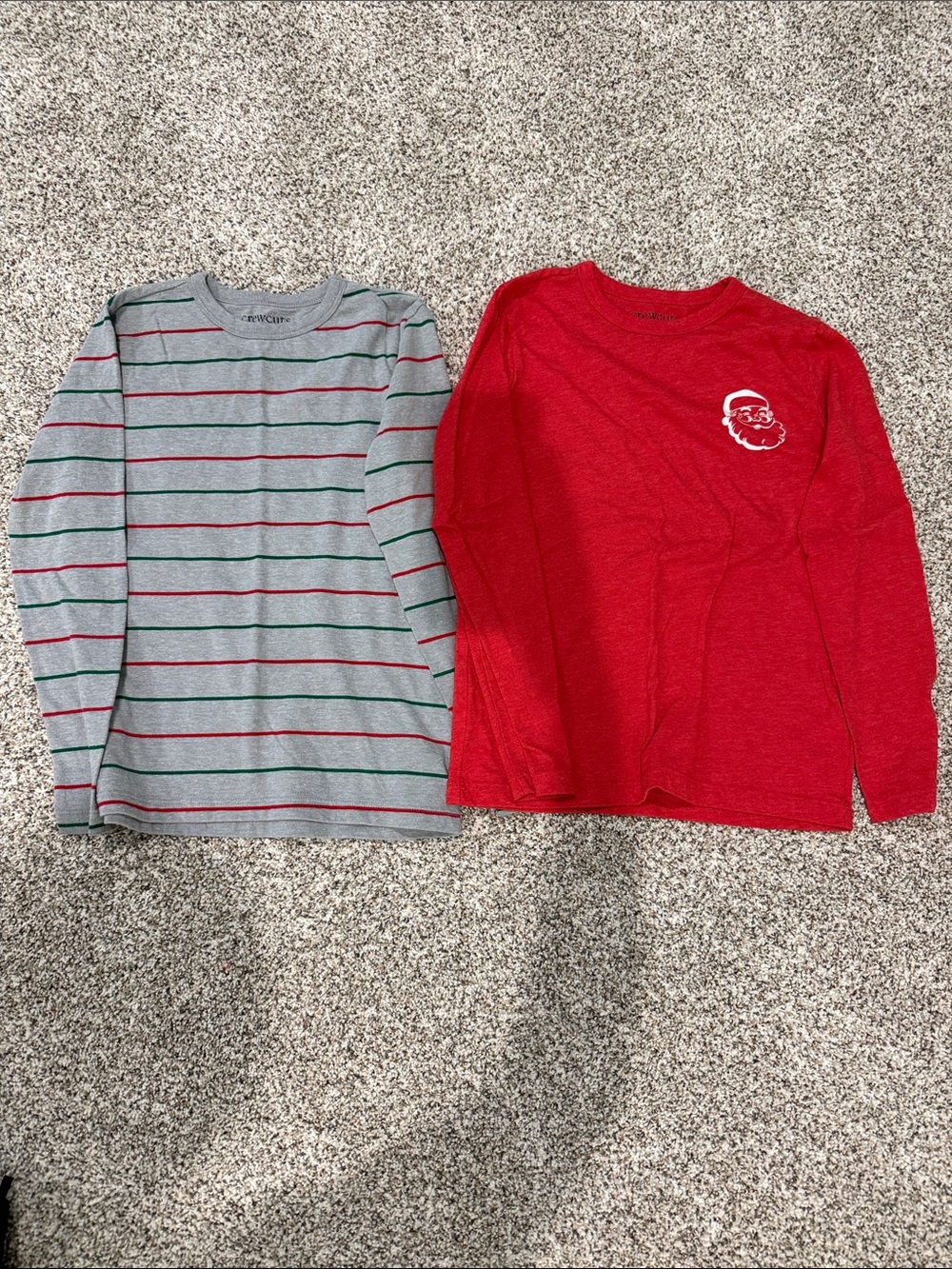 Crewcuts Kids Long-Sleeve Red Santa Tee & Gray Stripe Top